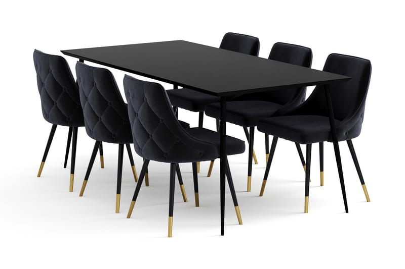 Lilo Matbord 180 CM med 6 Filipstad Matstol Sammet - Möbler - Bord & matgrupper - Matgrupper