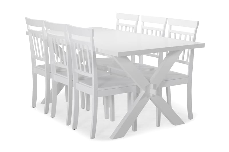 Linnea Matbord med 6 st Hudson stolar - Vitlack - Möbler - Bord & matgrupper - Matgrupper
