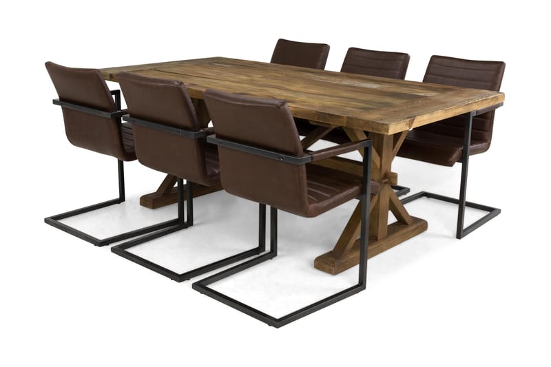Lyon Förlängningsbar Matgrupp 200 cm med 6 House Stol - Natur/Mörkbrun - Möbler - Bord & matgrupper - Matbord & köksbord