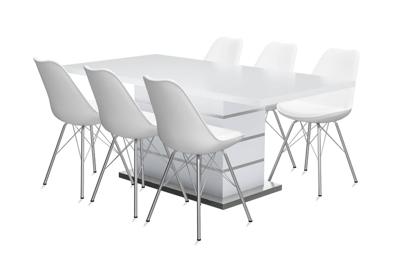 Malibu Förlängningsbart Matbord 120 cm Med 4 st Shell Matsto - Möbler - Bord & matgrupper - Matgrupper