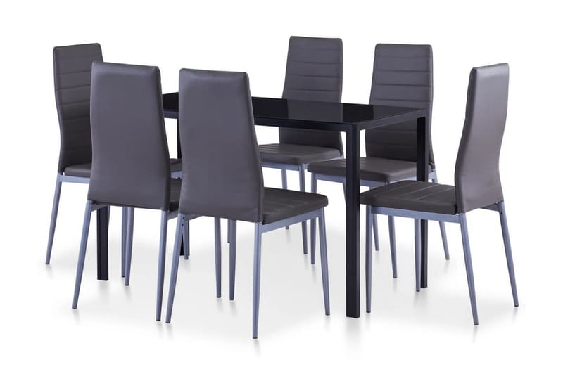 Matbord och stolar 7 delar grå - Grå - Möbler - Bord & matgrupper - Matgrupper