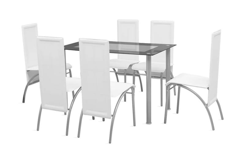 Matbord och stolar 7 delar vita - Flerfärgad - Möbler - Bord & matgrupper - Matgrupper