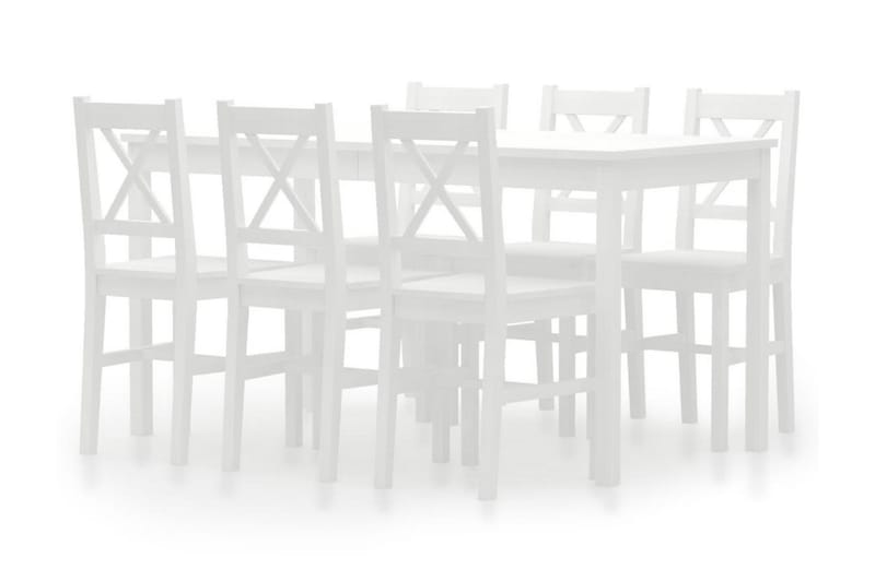 Matgrupp 7 delar furu vit - Vit - Möbler - Bord & matgrupper - Matgrupper