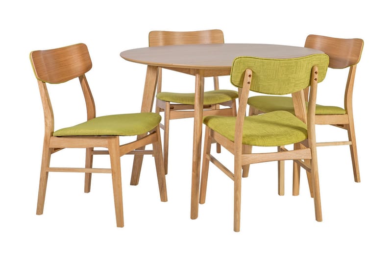 Matgrupp JAXTON med 4-stolar MDF med ekfanér - Möbler - Bord & matgrupper - Matbord & köksbord
