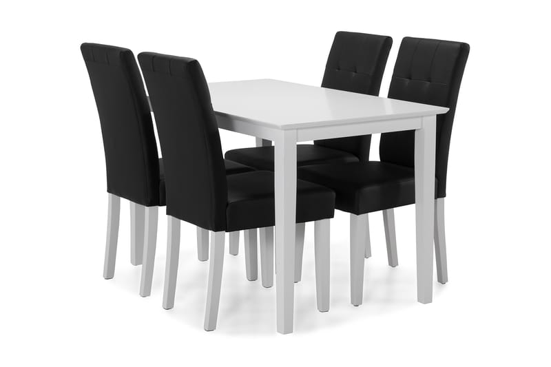 Michigan Matgrupp med 4 st Viktor stolar - Vit/Svart PU - Möbler - Bord & matgrupper - Matbord & köksbord