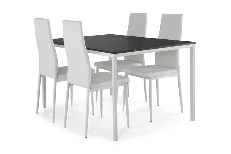 Noomi Matgrupp 138 cm med 4 Ted Stol - Mørkegrå Terrazzo/Hvit - Möbler - Bord & matgrupper - Matbord & köksbord