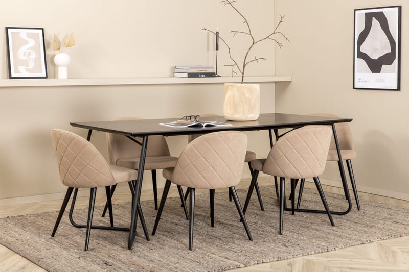 Pippi matbord med 6st Velvet matstol - Möbler - Bord & matgrupper - Matgrupper