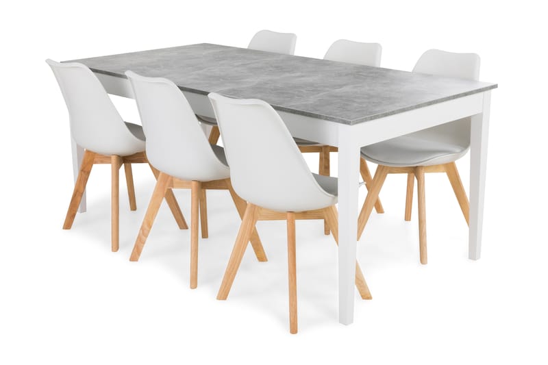 Romeo  Matgrupp 180 cm med 6 Stil Stol - Vit/Ek - Möbler - Bord & matgrupper - Matbord & köksbord