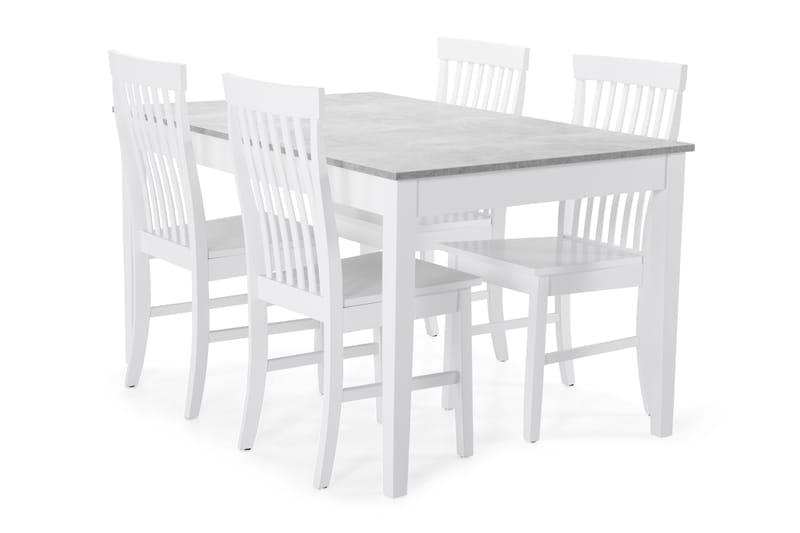 Romeo Matgrupp med 4 st Augusta stolar - Betong/Vit - Möbler - Bord & matgrupper - Matgrupper