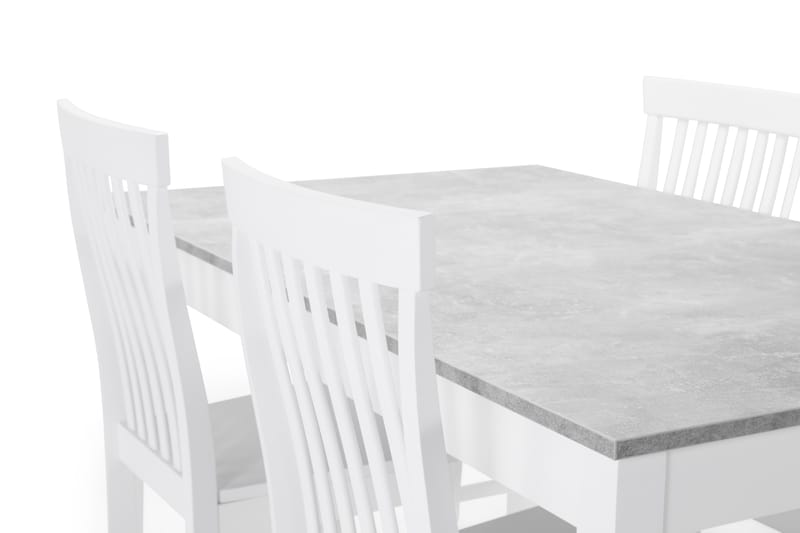 Romeo Matgrupp med 4 st Augusta stolar - Betong/Vit - Möbler - Bord & matgrupper - Matgrupper