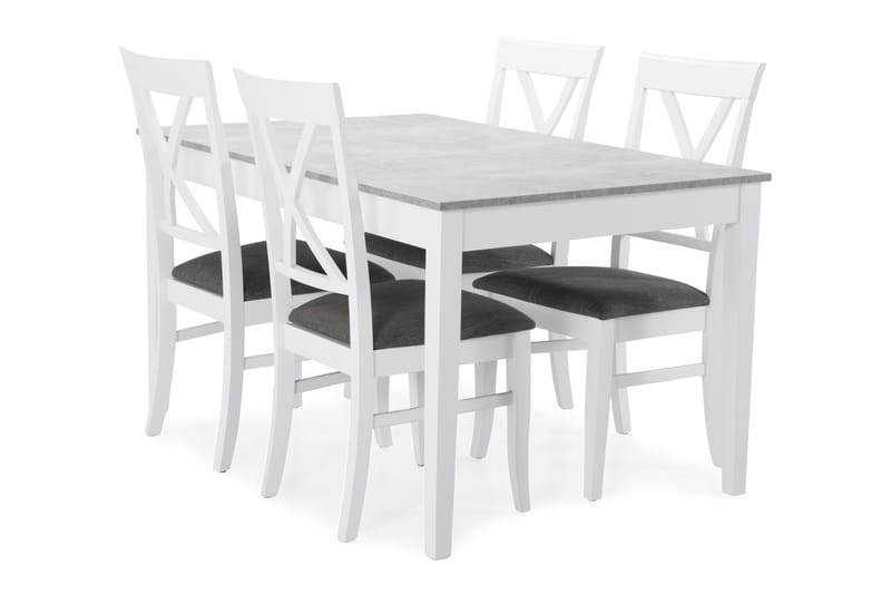 Romeo Matgrupp med 4 st Hartford stolar - Betong/Vit - Möbler - Bord & matgrupper - Matgrupper