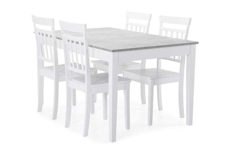 Romeo Matgrupp med 4 st Hudson stolar - Betong/Vit - Möbler - Bord & matgrupper - Matgrupper