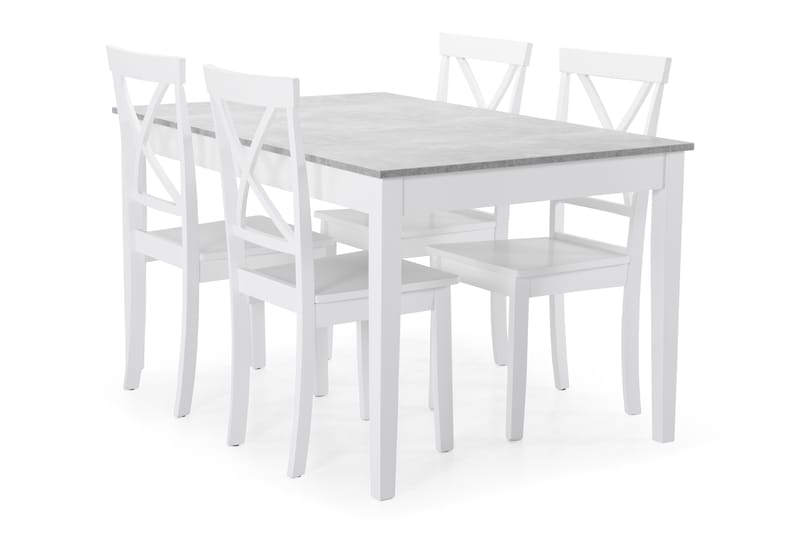 Romeo Matgrupp med 4 st Mirimar stolar - Betong/Vit - Möbler - Bord & matgrupper - Matbord & köksbord