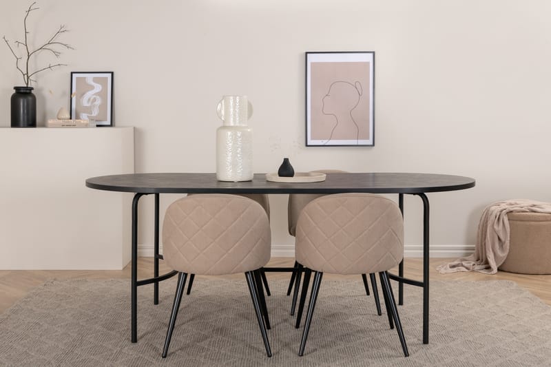 Skate ovalt matbord med 4st Velvet matstol - Möbler - Bord & matgrupper - Matgrupper
