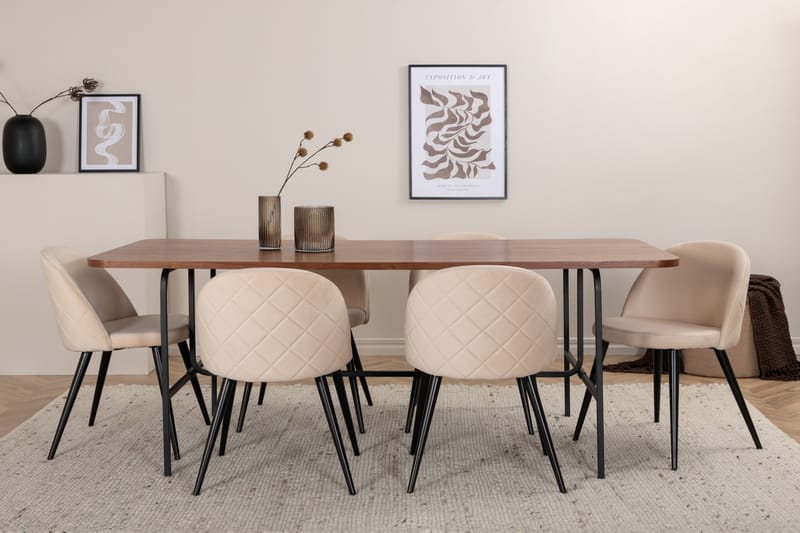 Uno matbord med 6st Velvet matstol - Möbler - Bord & matgrupper - Matgrupper