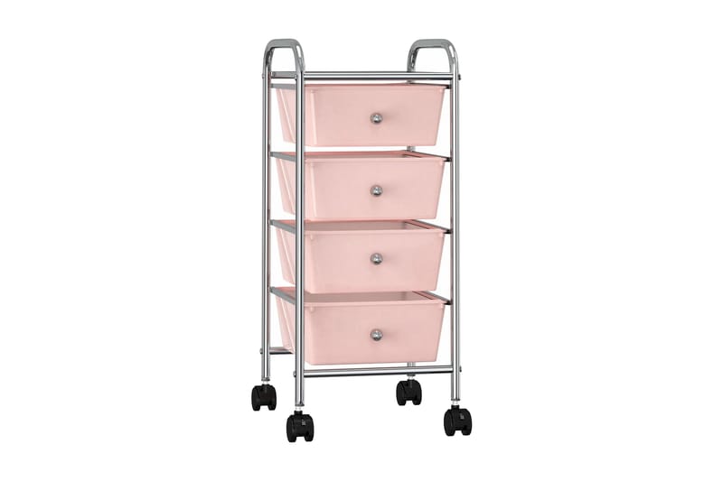 Förvaringsvagn 4 lådor rosa plast - Rosa - Möbler - Bord & matgrupper - Serveringsvagn & barvagn - Drinkvagn