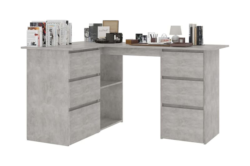 Hörnskrivbord betonggrå 145x100x76 cm spånskiva - Grå - Möbler - Bord - Skrivbord