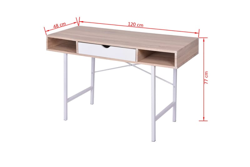 Skrivbord med 1 låda ek och vit - Flerfärgad - Möbler - Bord - Skrivbord