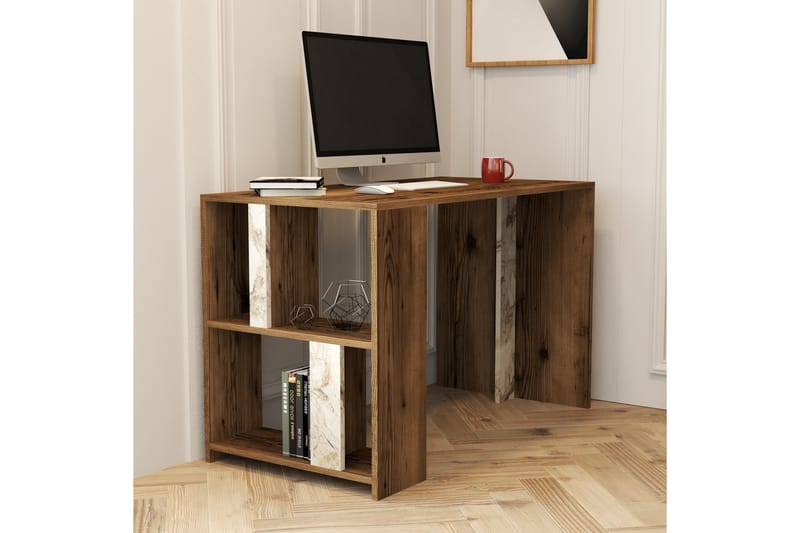 Timiza Skrivbord 120 cm - Mörkbrun/Vit - Möbler - Bord - Skrivbord