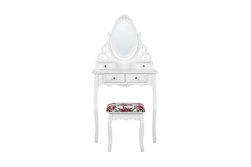 Amoura Toalettbord 70 cm Oval Spegel + Pall - Vit - Möbler - Bord & matgrupper - Sminkbord & toalettbord