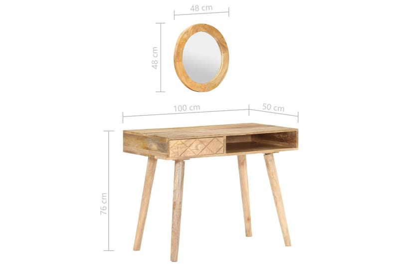 Sminkbord 100x50x76 cm massivt mangoträ - Brun - Möbler - Bord & matgrupper - Sminkbord & toalettbord