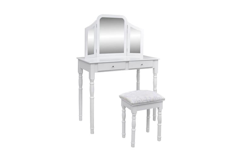 Sminkbord med 3-i-1 spegel och pall 2 lådor vit - Vit - Möbler - Bord & matgrupper - Sminkbord & toalettbord - Sminkbord med spegel