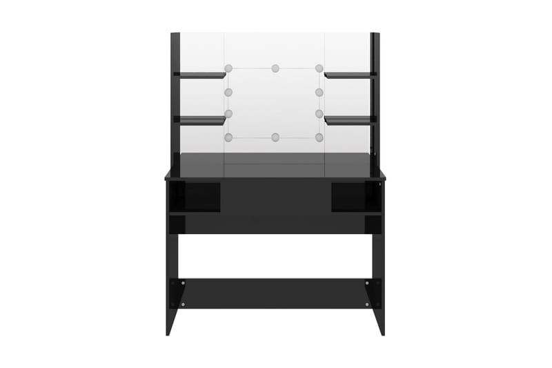 Sminkbord med LED-belysning 100x40x135 cm MDF svart glänsand - Svart - Möbler - Bord & matgrupper - Sminkbord & toalettbord - Sminkbord med spegel