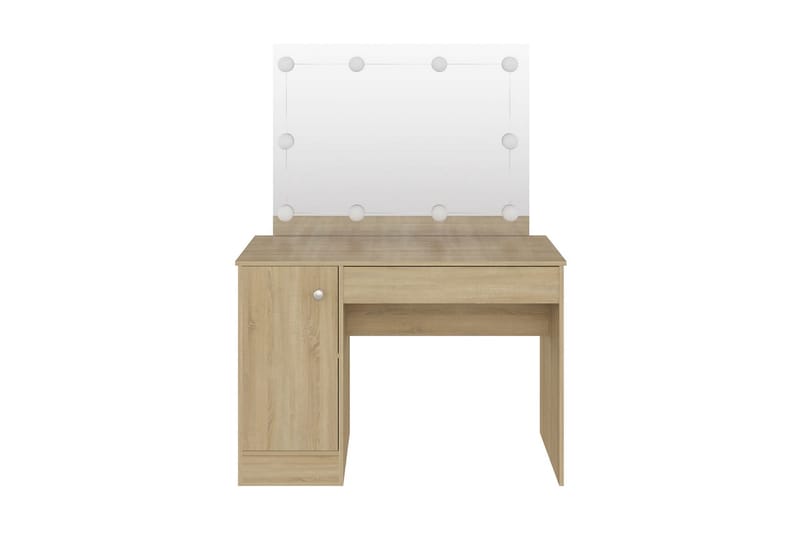 Sminkbord med LED-belysning 110x55x145 cm MDF ek - Brun - Möbler - Bord & matgrupper - Sminkbord & toalettbord