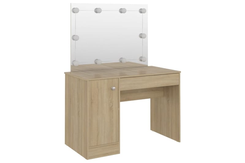 Sminkbord med LED-belysning 110x55x145 cm MDF ek - Brun - Möbler - Bord & matgrupper - Sminkbord & toalettbord