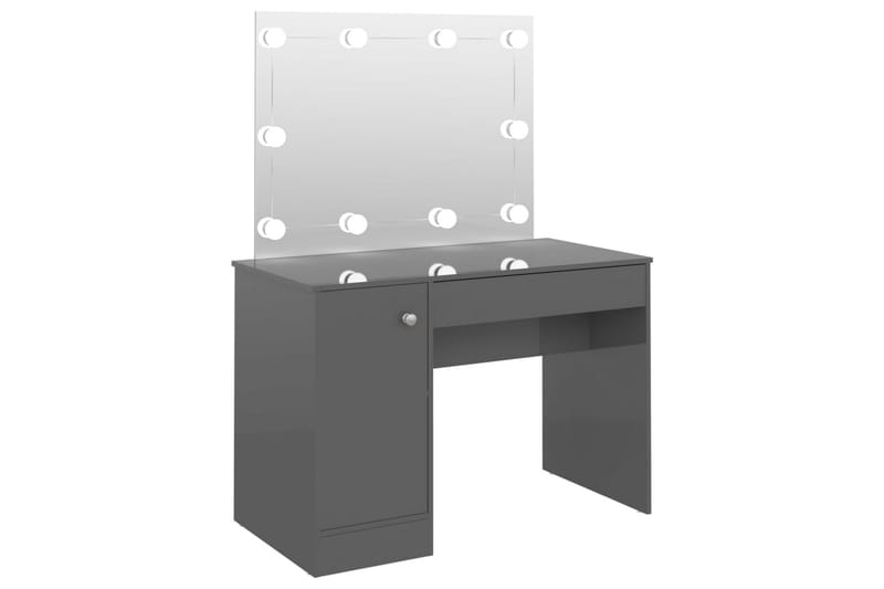 Sminkbord med LED-belysning 110x55x145 cm MDF glänsande grå - Grå - Möbler - Bord & matgrupper - Sminkbord & toalettbord