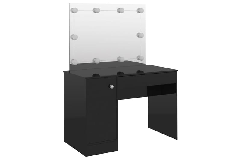 Sminkbord med LED-belysning 110x55x145 cm MDF svart glänsand - Svart - Möbler - Bord & matgrupper - Sminkbord & toalettbord