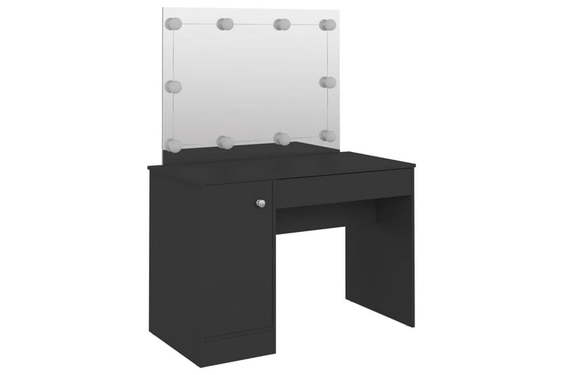 Sminkbord med LED-belysning 110x55x145 cm MDF svart - Svart - Möbler - Bord & matgrupper - Sminkbord & toalettbord