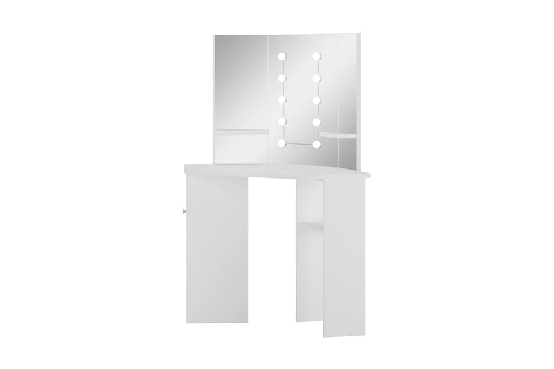 Sminkbord med LED-lampor hörn vit - Vit - Förvaring - Småförvaring - Smyckesförvaring - Smyckesställ & smyckesskrin