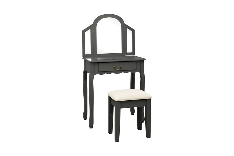 Sminkbord med pall grå 65x36x128 cm kejsarträ MDF - Grå - Möbler - Bord & matgrupper - Sminkbord & toalettbord