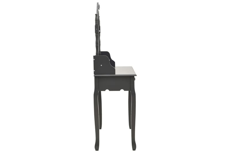 Sminkbord med pall grå 75x69x140 cm paulowniaträ - Grå - Möbler - Bord & matgrupper - Sminkbord & toalettbord