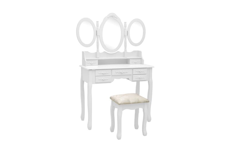 Sminkbord med pall och 3 speglar vit - Vit - Möbler - Bord - Sminkbord & toalettbord