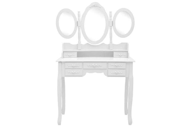 Sminkbord med pall och 3 speglar vit - Vit - Möbler - Bord & matgrupper - Sminkbord & toalettbord