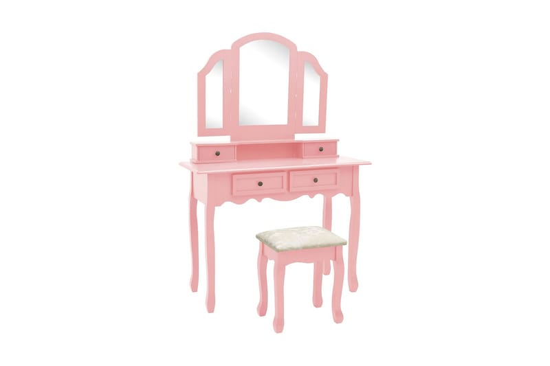 Sminkbord med pall rosa 100x40x146 cm kejsarträ