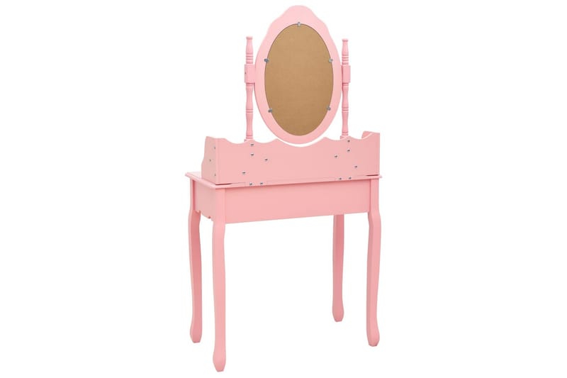 Sminkbord med pall rosa 75x69x140 cm paulowniaträ - Rosa - Möbler - Bord & matgrupper - Sminkbord & toalettbord