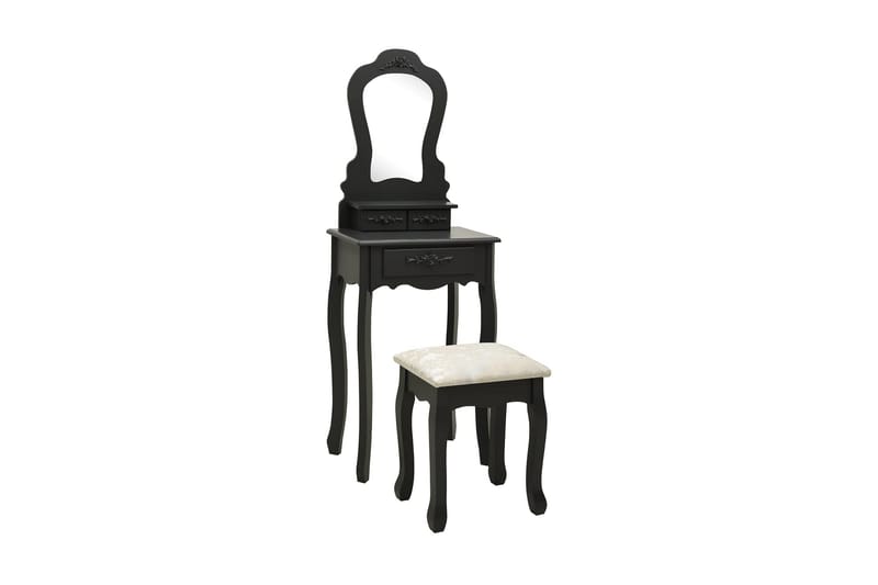 Sminkbord med pall svart 50x59x136 cm paulowniaträ - Svart - Möbler - Bord & matgrupper - Sminkbord & toalettbord - Sminkbord med spegel
