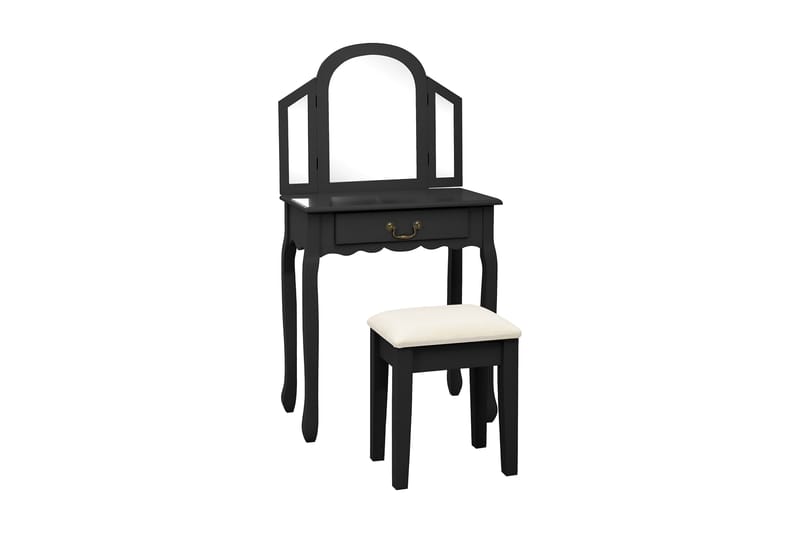 Sminkbord med pall svart 65x36x128 cm kejsarträ MDF - Svart - Inredning - Speglar - Bordsspegel