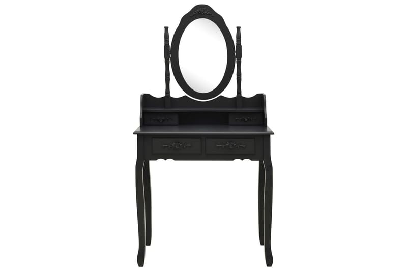 Sminkbord med pall svart 75x69x140 cm paulowniaträ - Svart - Möbler - Bord & matgrupper - Sminkbord & toalettbord