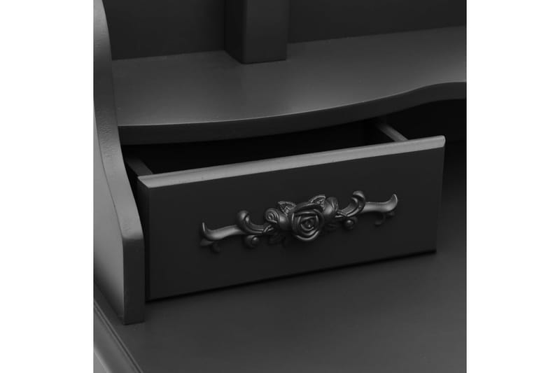Sminkbord med pall svart 75x69x140 cm paulowniaträ - Svart - Möbler - Bord & matgrupper - Sminkbord & toalettbord