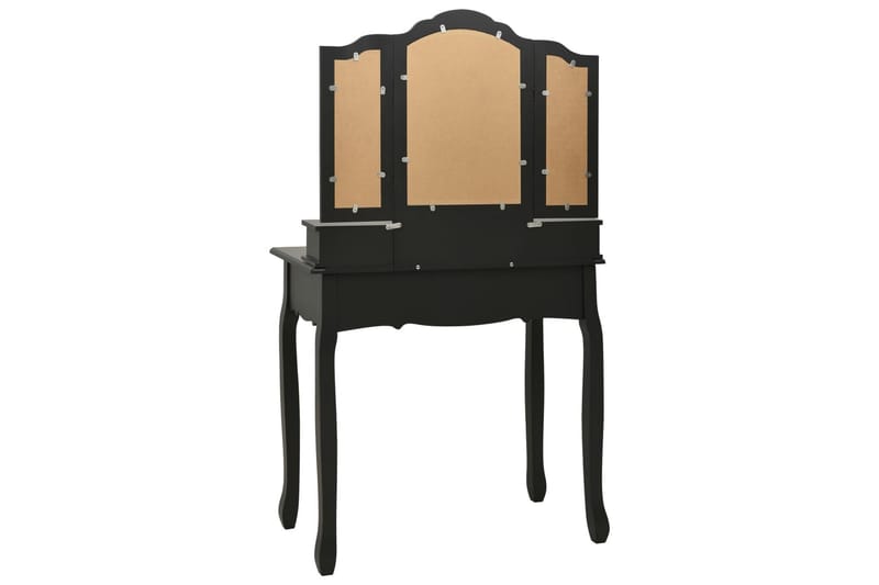 Sminkbord med pall svart 80x69x141 cm paulowniaträ - Svart - Möbler - Bord & matgrupper - Sminkbord & toalettbord