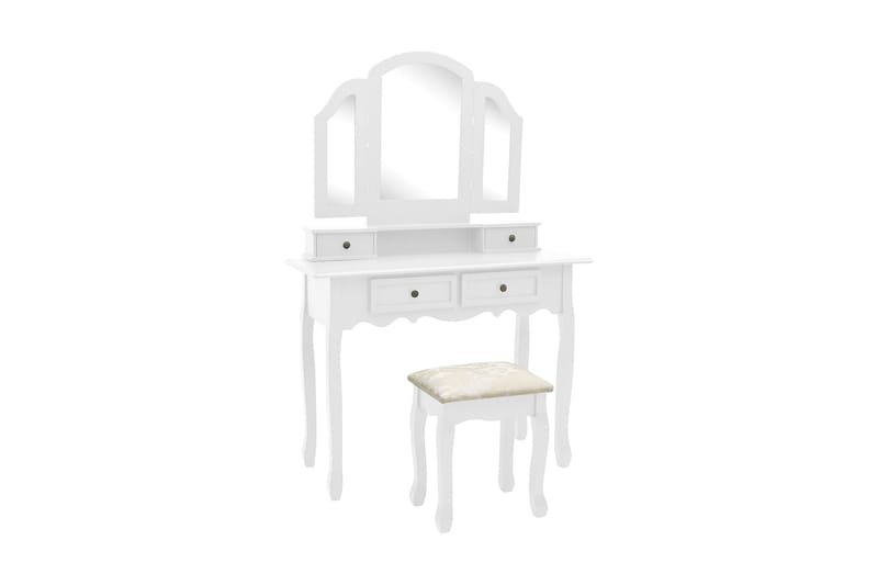 Sminkbord med pall vit 100x40x146 cm kejsarträ - Vit - Möbler - Bord & matgrupper - Kontorsbord - Ritbord