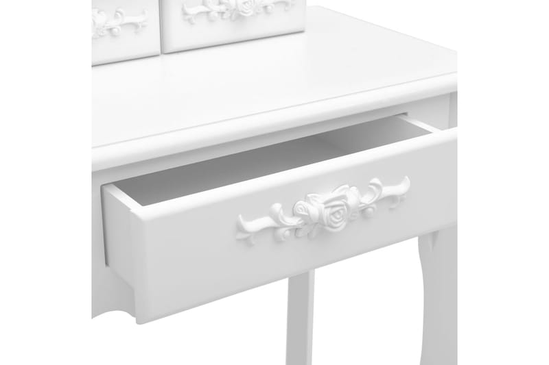 Sminkbord med pall vit 50x59x136 cm paulowniaträ - Vit - Möbler - Bord & matgrupper - Sminkbord & toalettbord