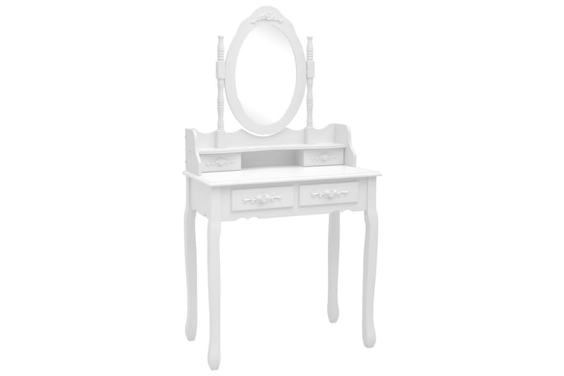 Sminkbord med pall vit 75x69x140 cm paulowniaträ - Vit - Möbler - Bord & matgrupper - Sminkbord & toalettbord