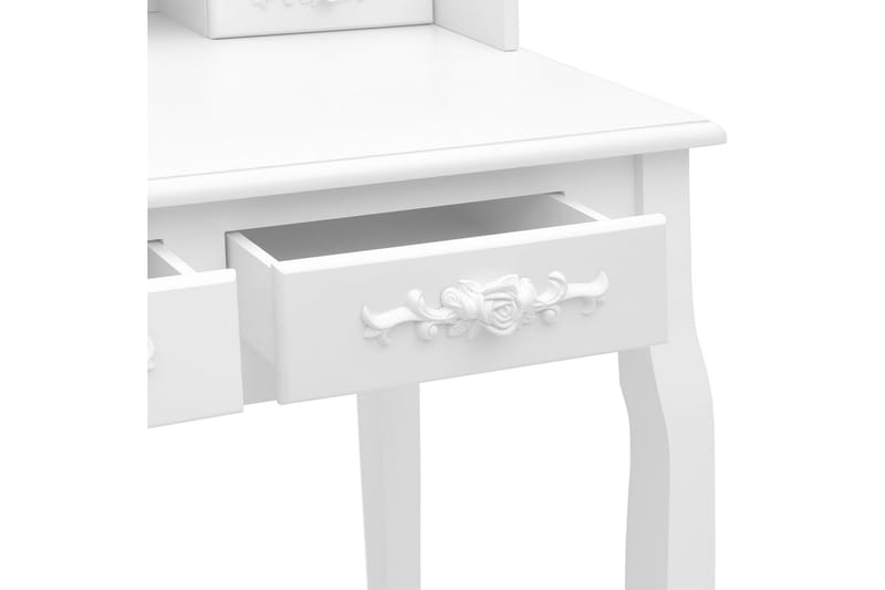 Sminkbord med pall vit 75x69x140 cm paulowniaträ - Vit - Möbler - Bord & matgrupper - Sminkbord & toalettbord