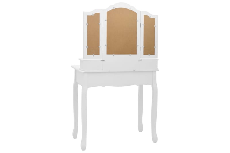 Sminkbord med pall vit 80x69x141 cm paulowniaträ - Vit - Möbler - Bord & matgrupper - Sminkbord & toalettbord