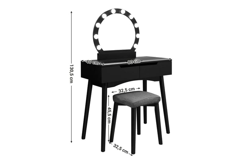 Vasagle Sminkbord 129 cm med Spegel - Vasagle - Möbler - Bord & matgrupper - Sminkbord & toalettbord